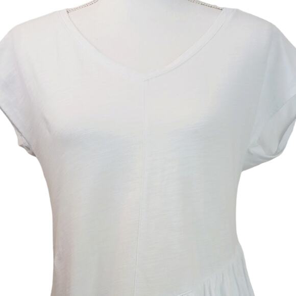 Sundance SZ XS Sleeveless V-Neck White Asymmetrical Ruffle Peplum Top - Picture 2 of 9